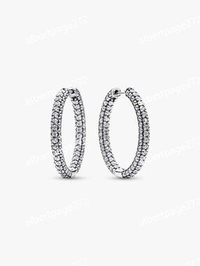 Pandora Timeless Pavé Single-row Hoop Earrings